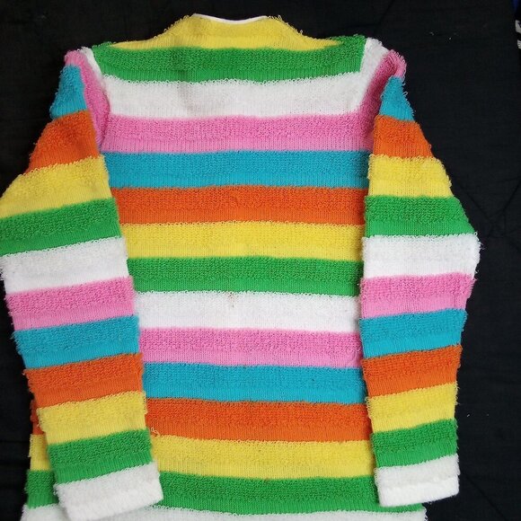 Vintage 70s Finest Quality Imports Rainbow Stripe Cardigan Sweater - Picture 4 of 5